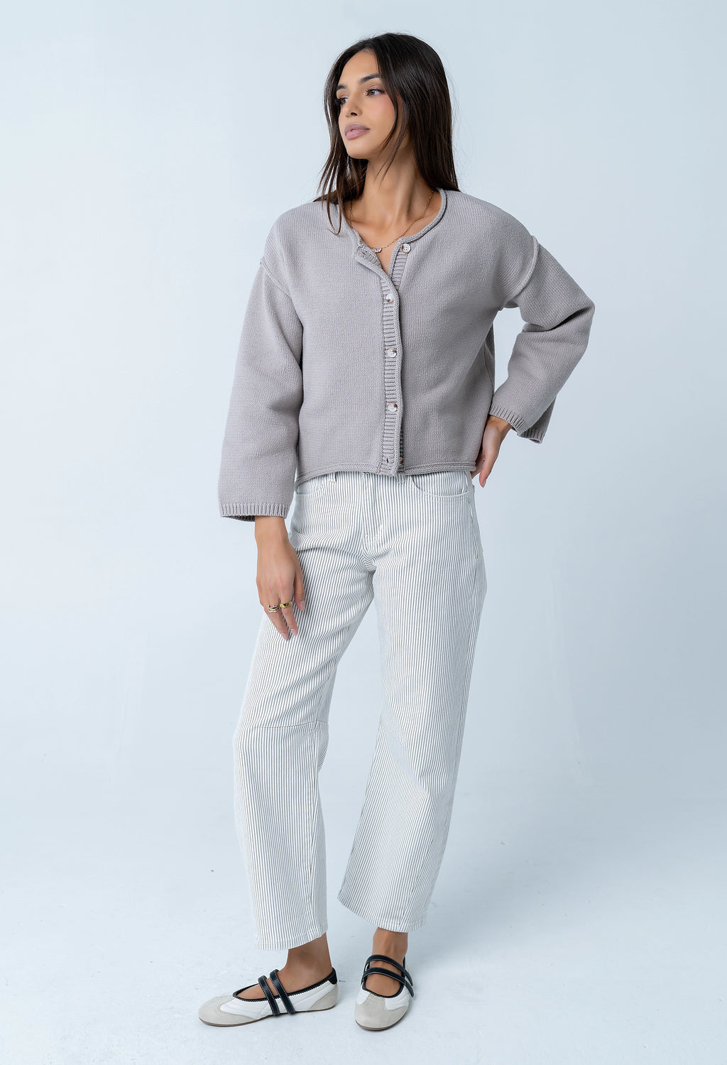 Carlie Knit Cardigan in Taupe