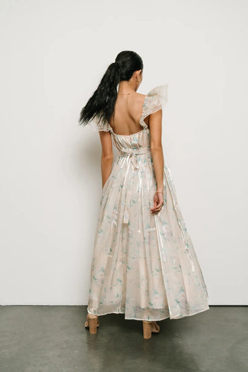 Adjustable tie dress in cream 