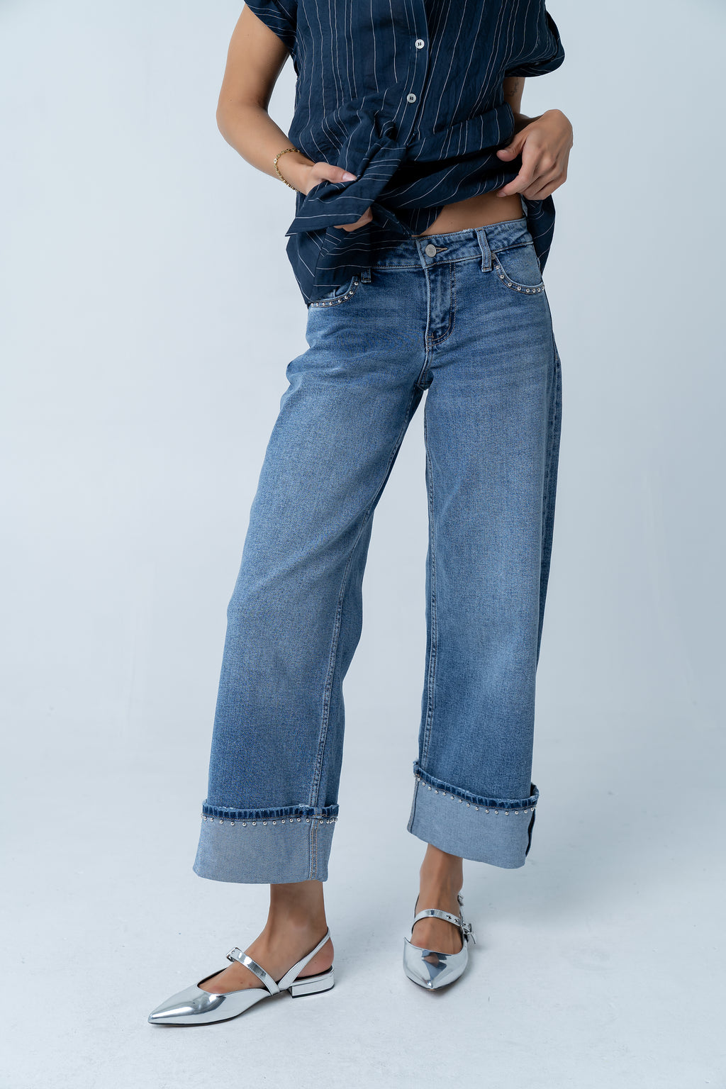 Rika Studded Wide Leg Jeans