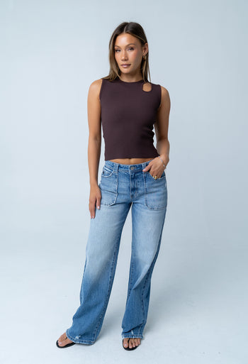 Pria Distressed Wide Leg Jeans