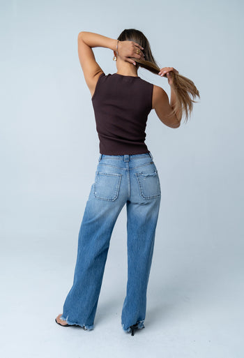 Pria Distressed Wide Leg Jeans