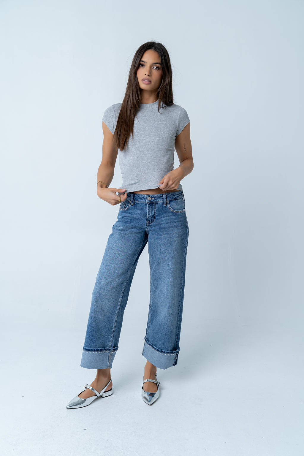 Rika Studded Wide Leg Jeans
