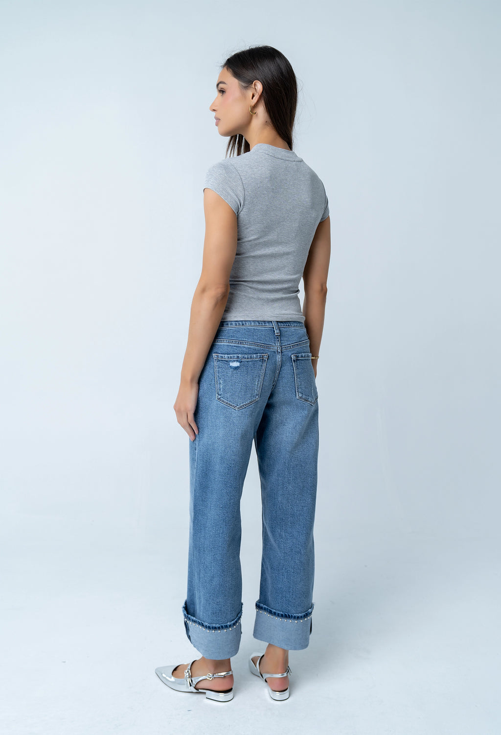 Asher Ribbed top in Heather Grey