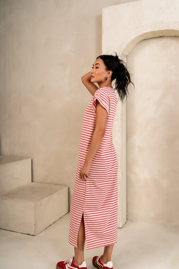  Striped Maxi Dress in Red