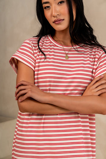  Striped Maxi Dress in Red
