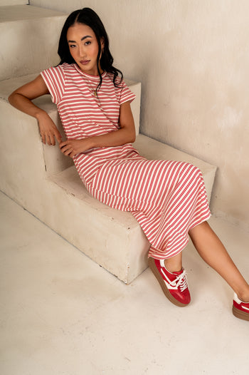  Striped Maxi Dress in Red