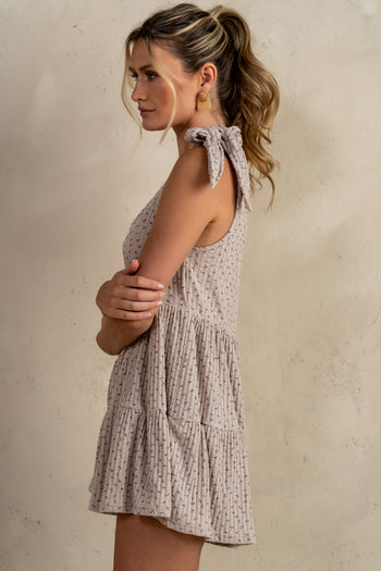 Floral Knit Romper in Taupe