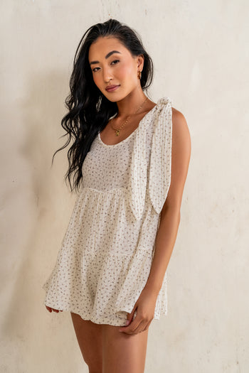 Mary Floral Knit Romper in Ivory - FINAL SALE