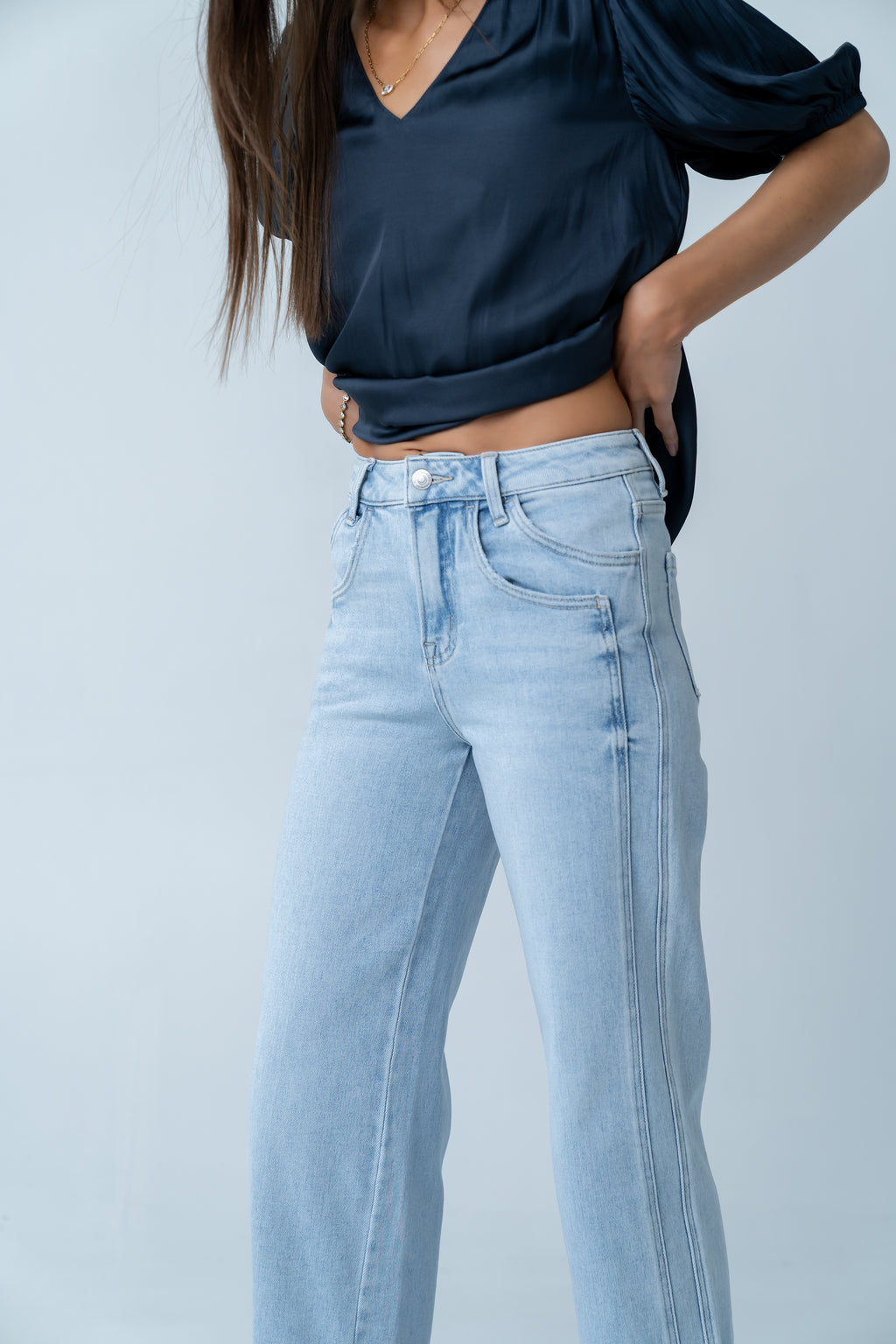 Kenyen Cuffed Wide Leg Jeans