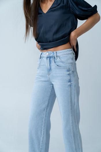Kenyen Cuffed Wide Leg Jeans