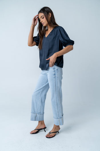 Kenyen Cuffed Wide Leg Jeans
