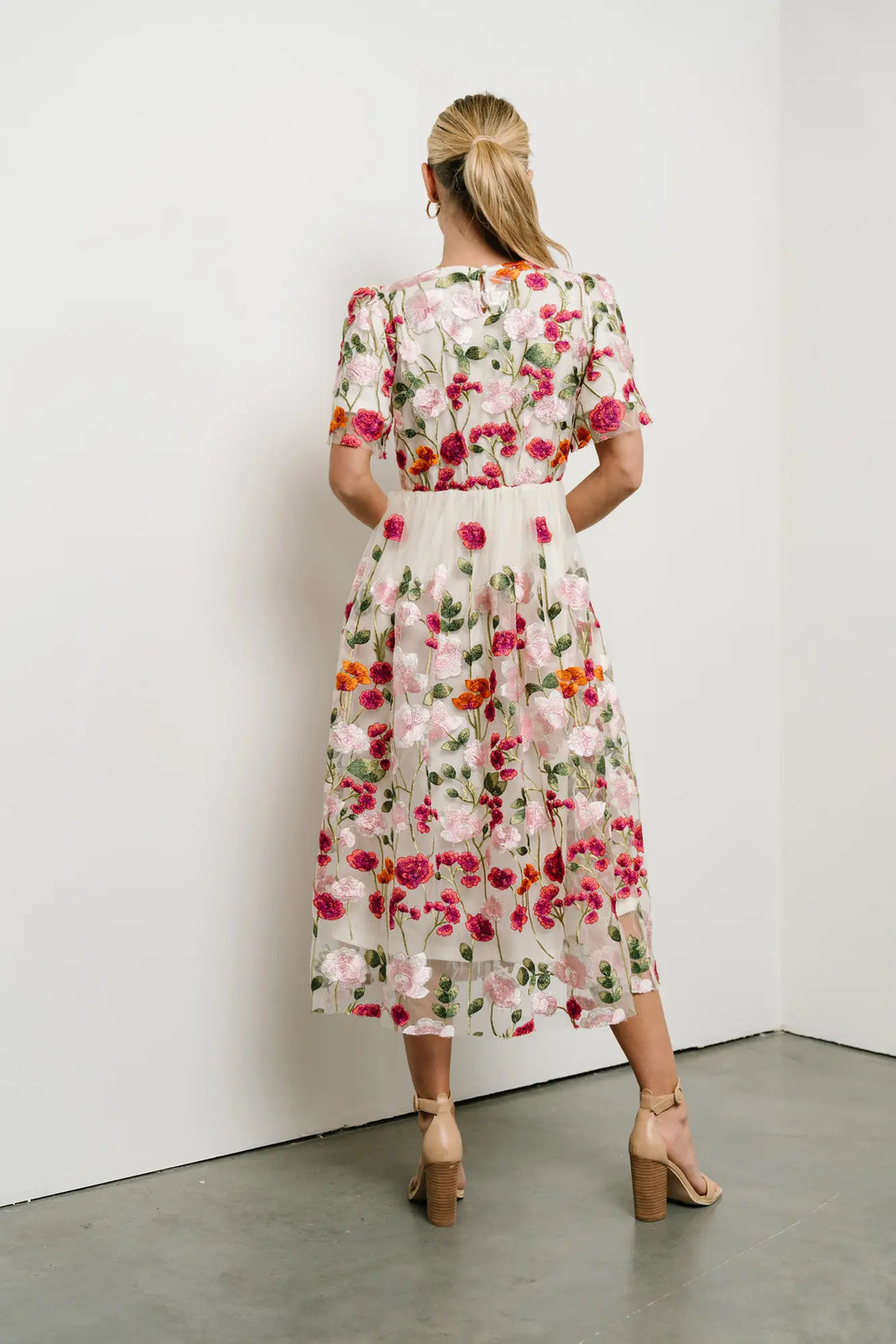 Floral Embroidered Mesh Dress