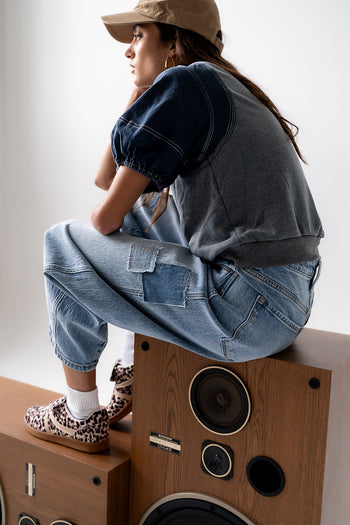 Rory Contrast Top in Denim - FINAL SALE