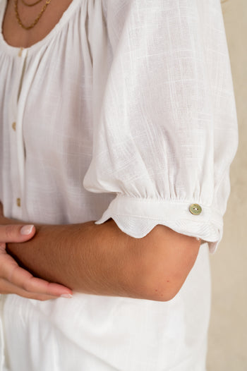 Owen Scalloped Top in White - FINAL SALE