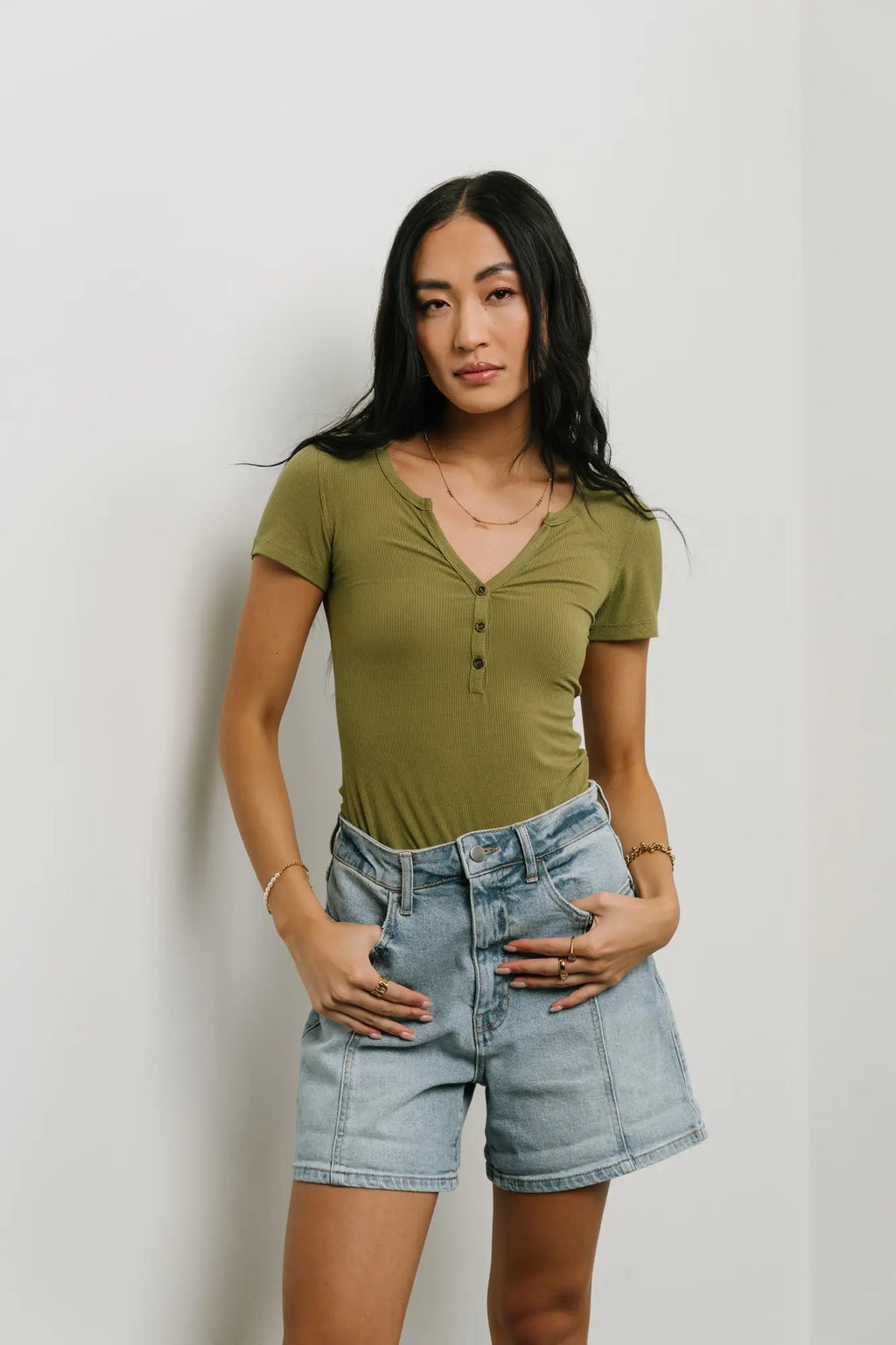 Knit top in moss 