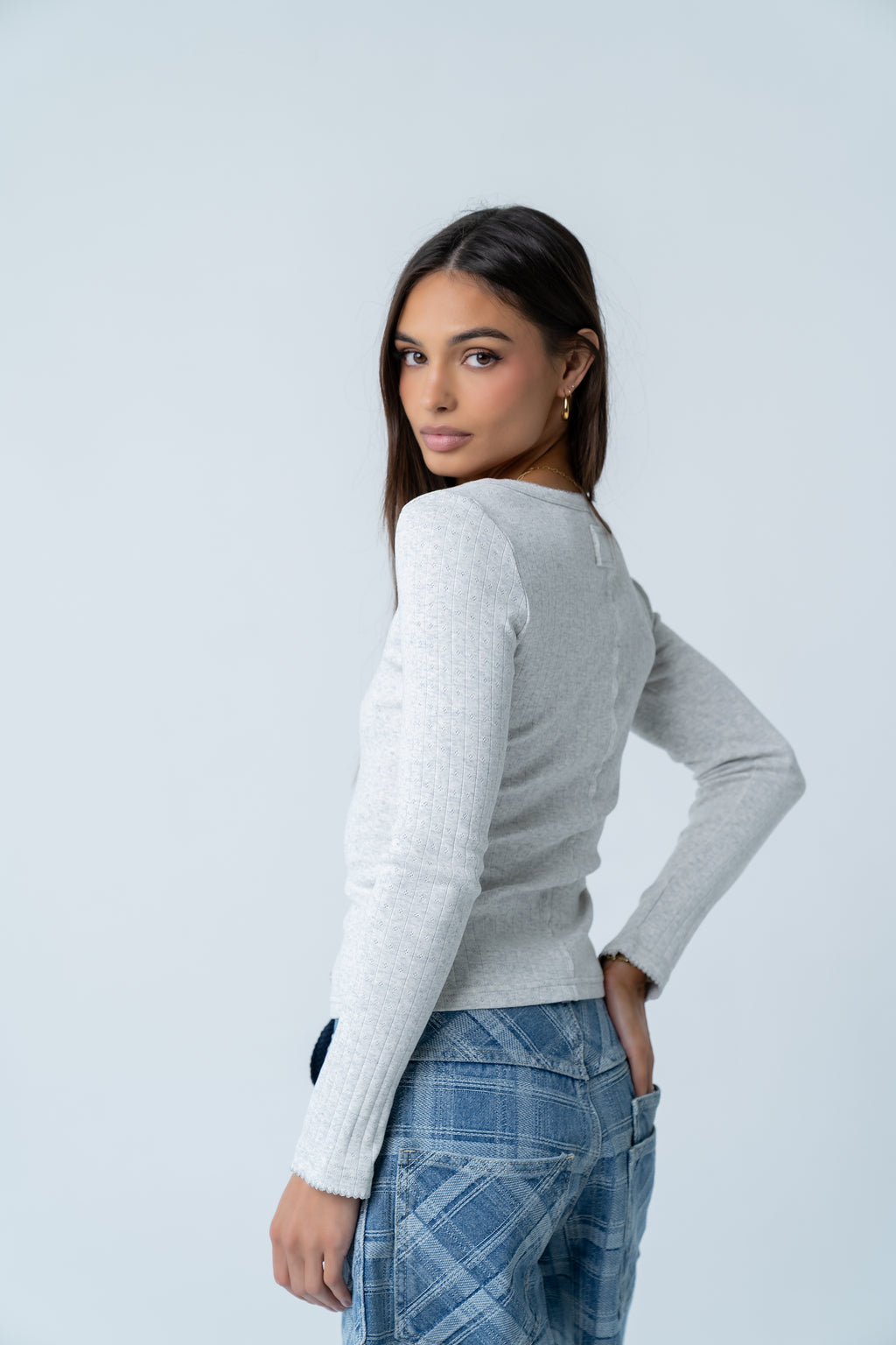Pura Knit Top in Heather Grey