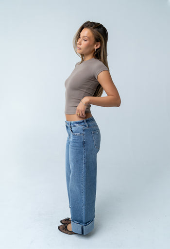 Asher Ribbed Top in Taupe