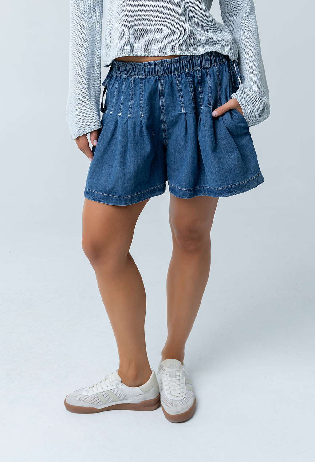 Reika Pleated Denim Shorts