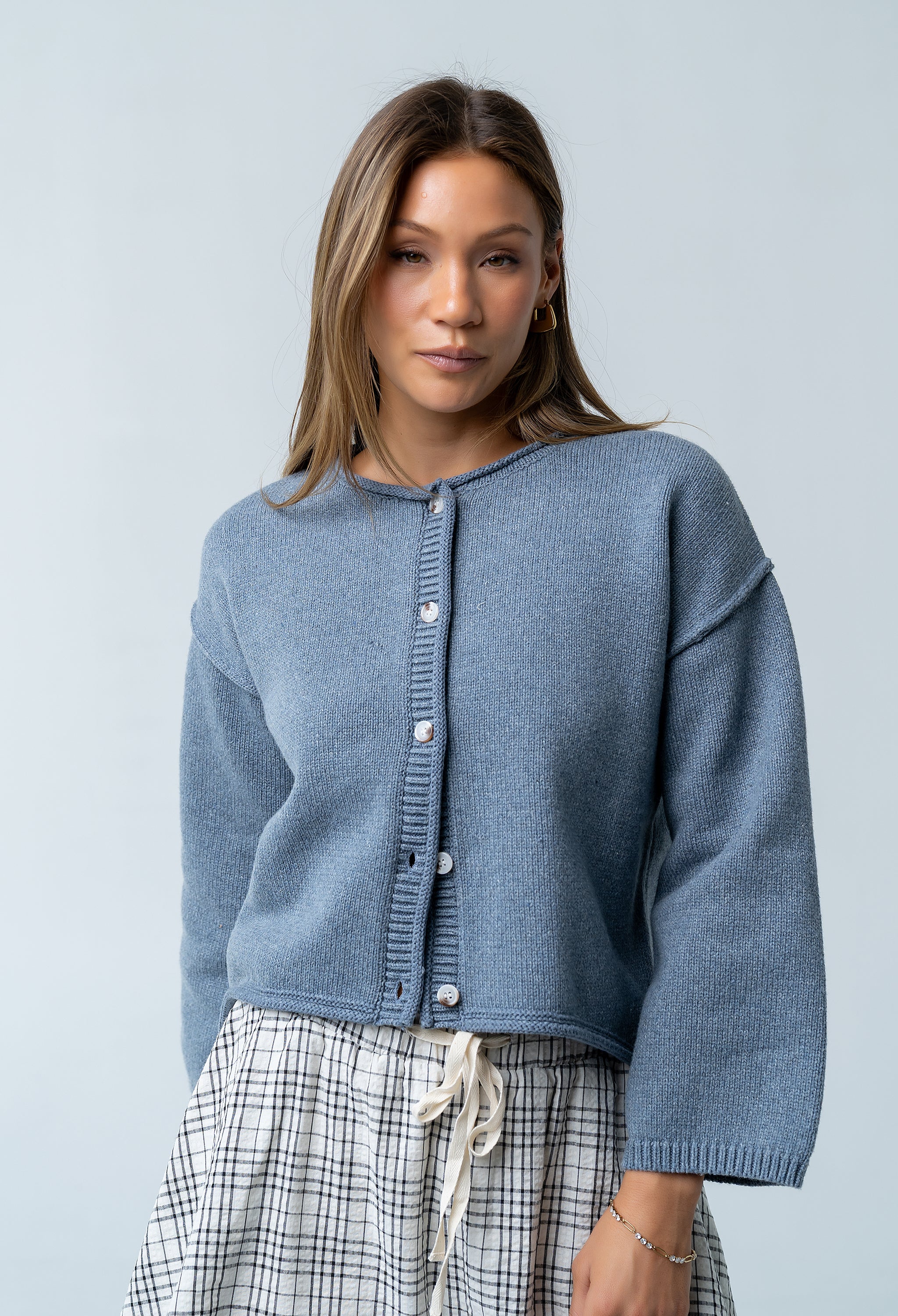 Carlie Knit Cardigan in Light Blue - FINAL SALE