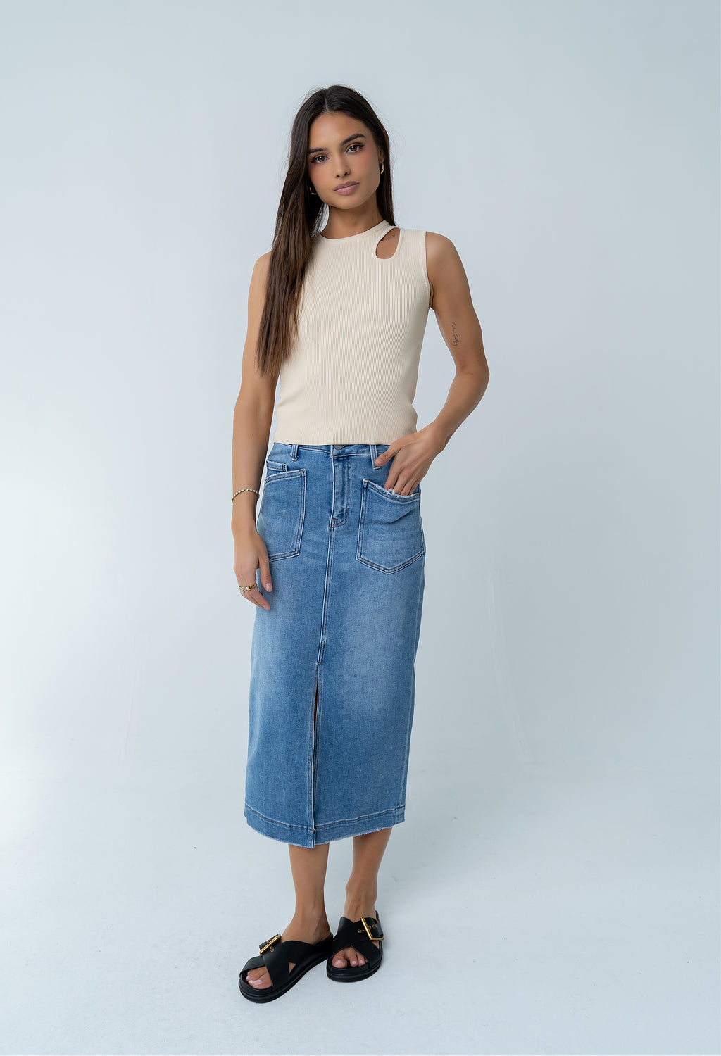 Landry Denim Midi Skirt