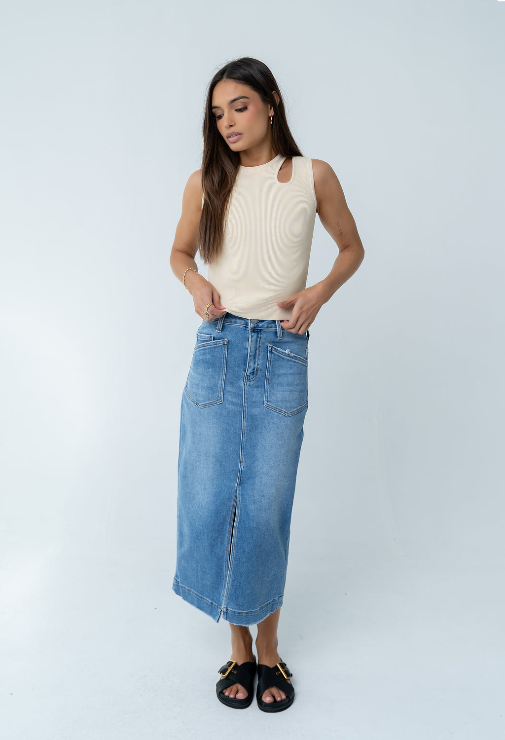 Landry Denim Midi Skirt