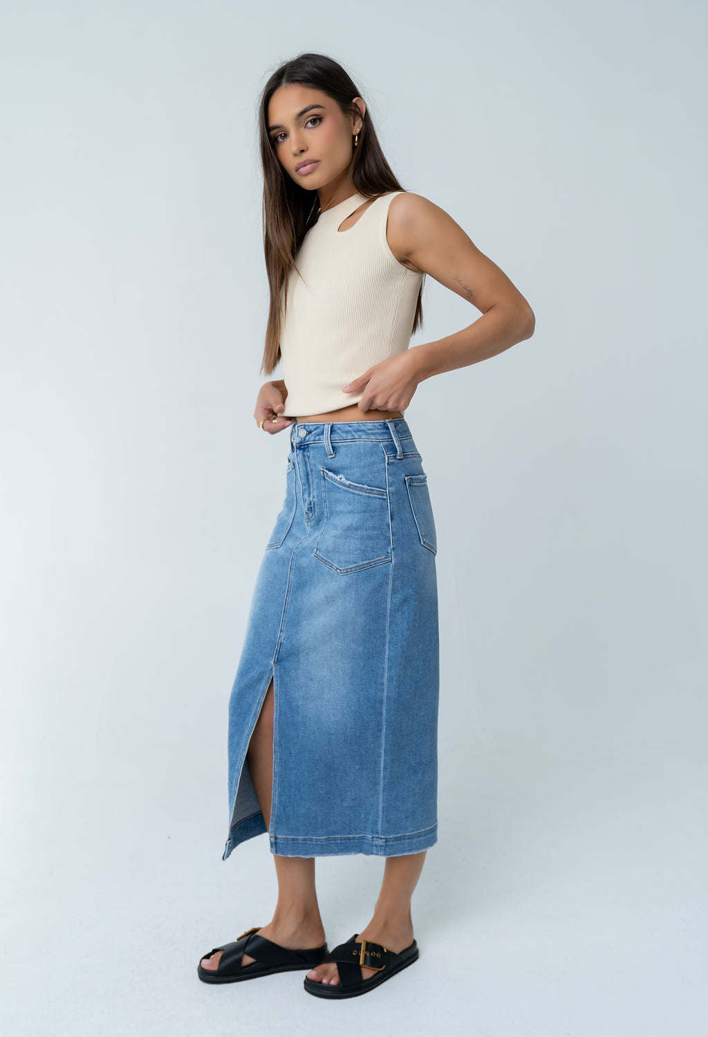 Landry Denim Midi Skirt