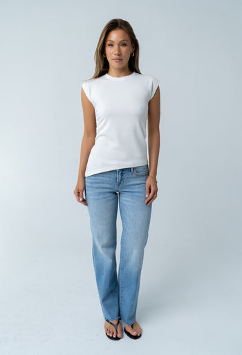 Johny Asymmetrical Top in White - FINAL SALE