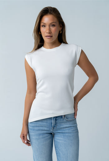 Johny Asymmetrical Top in White - FINAL SALE