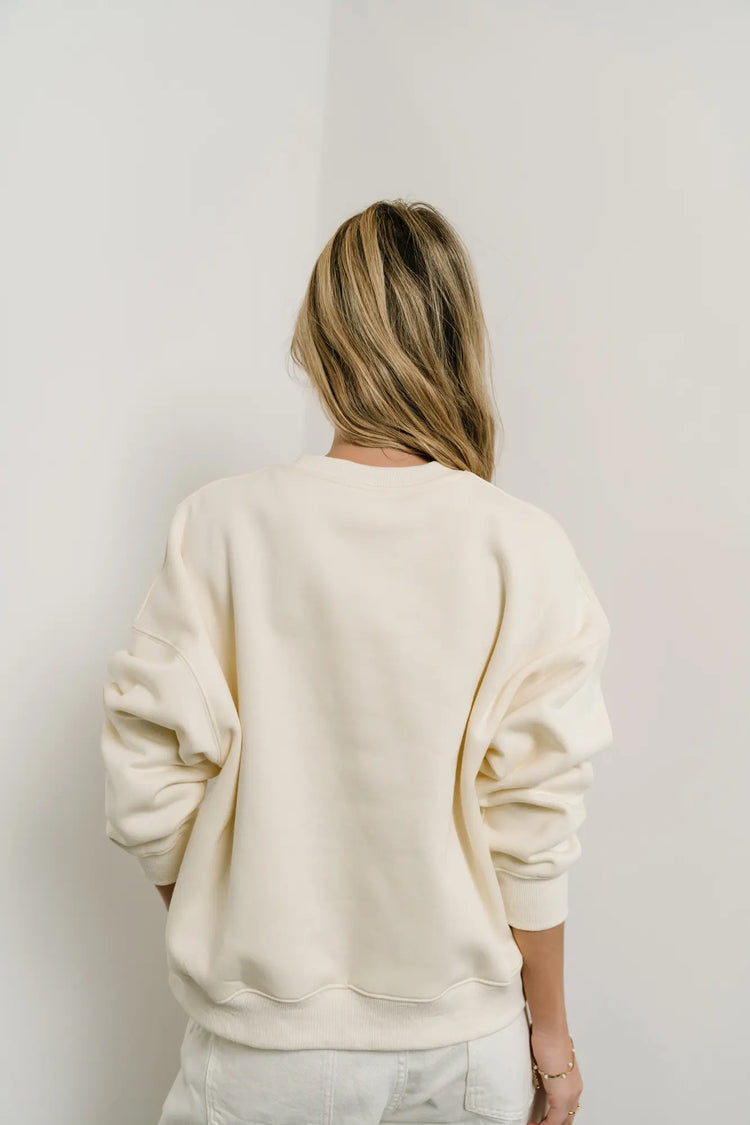 Plain color sweatshirt in cream 