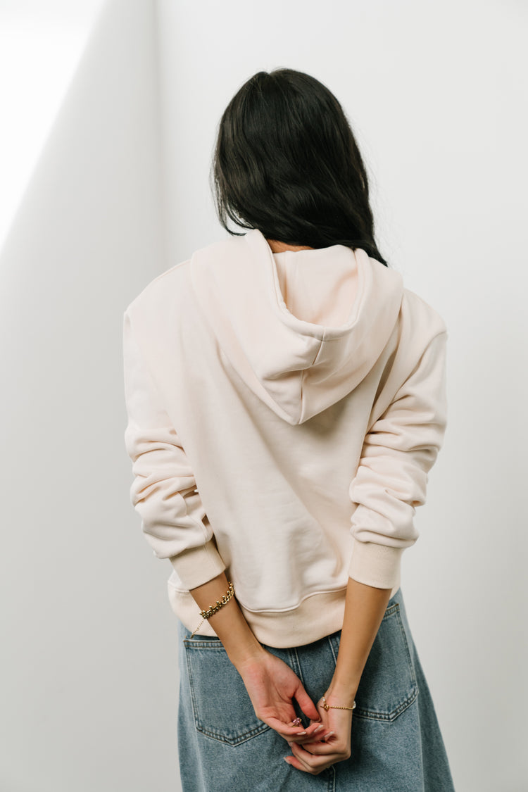Non stretchy hoodie in cream 