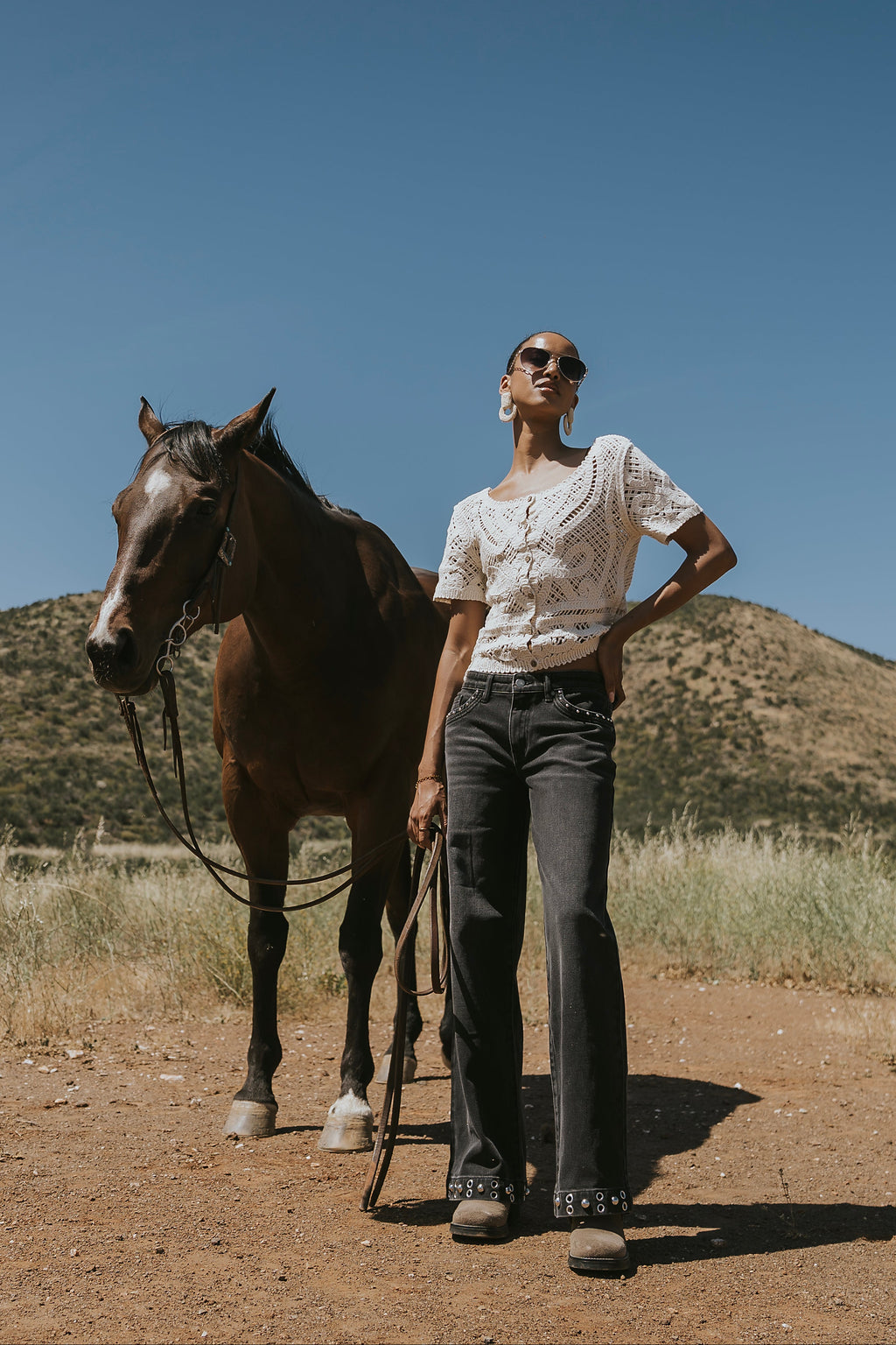 Delora Studded Wide Leg Jeans