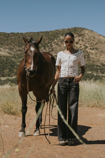 Delora Studded Wide Leg Jeans