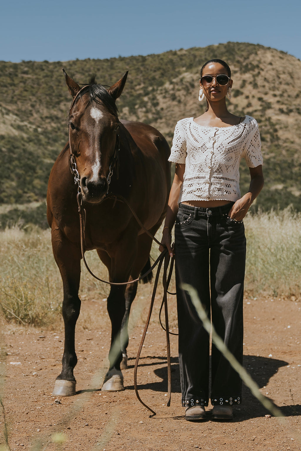 Delora Studded Wide Leg Jeans