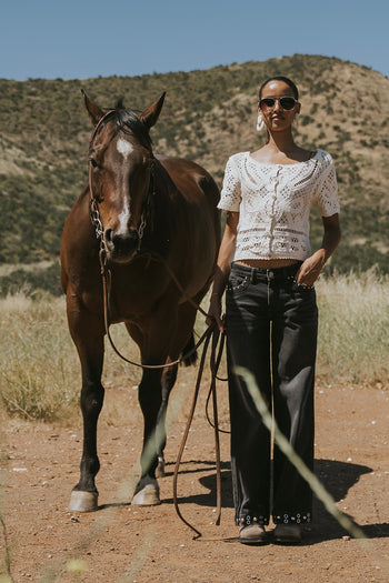 Delora Studded Wide Leg Jeans