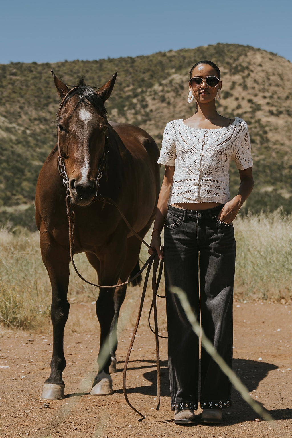 Sam Crochet Button Down Top