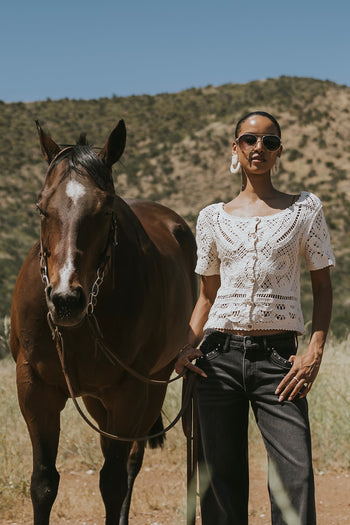 Sam Crochet Button Down Top