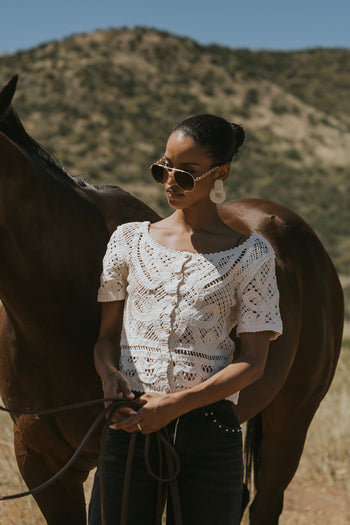 Sam Crochet Button Down Top