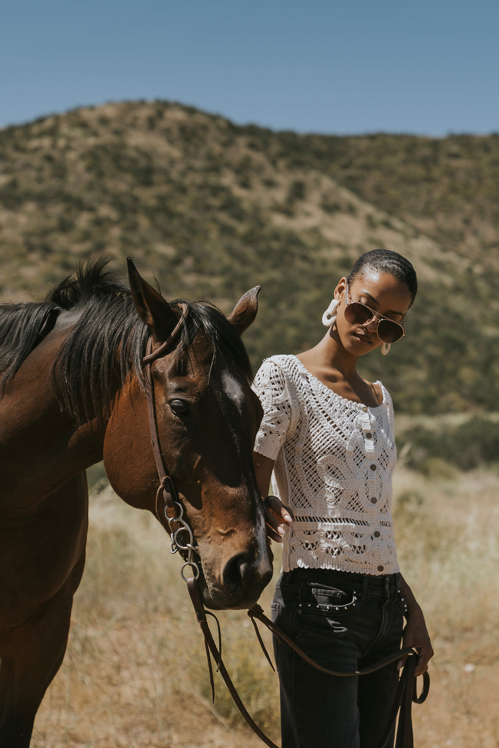 Sam Crochet Button Down Top