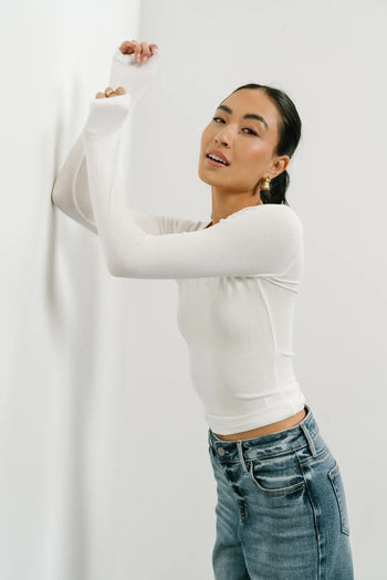 Long sleeves top in white 