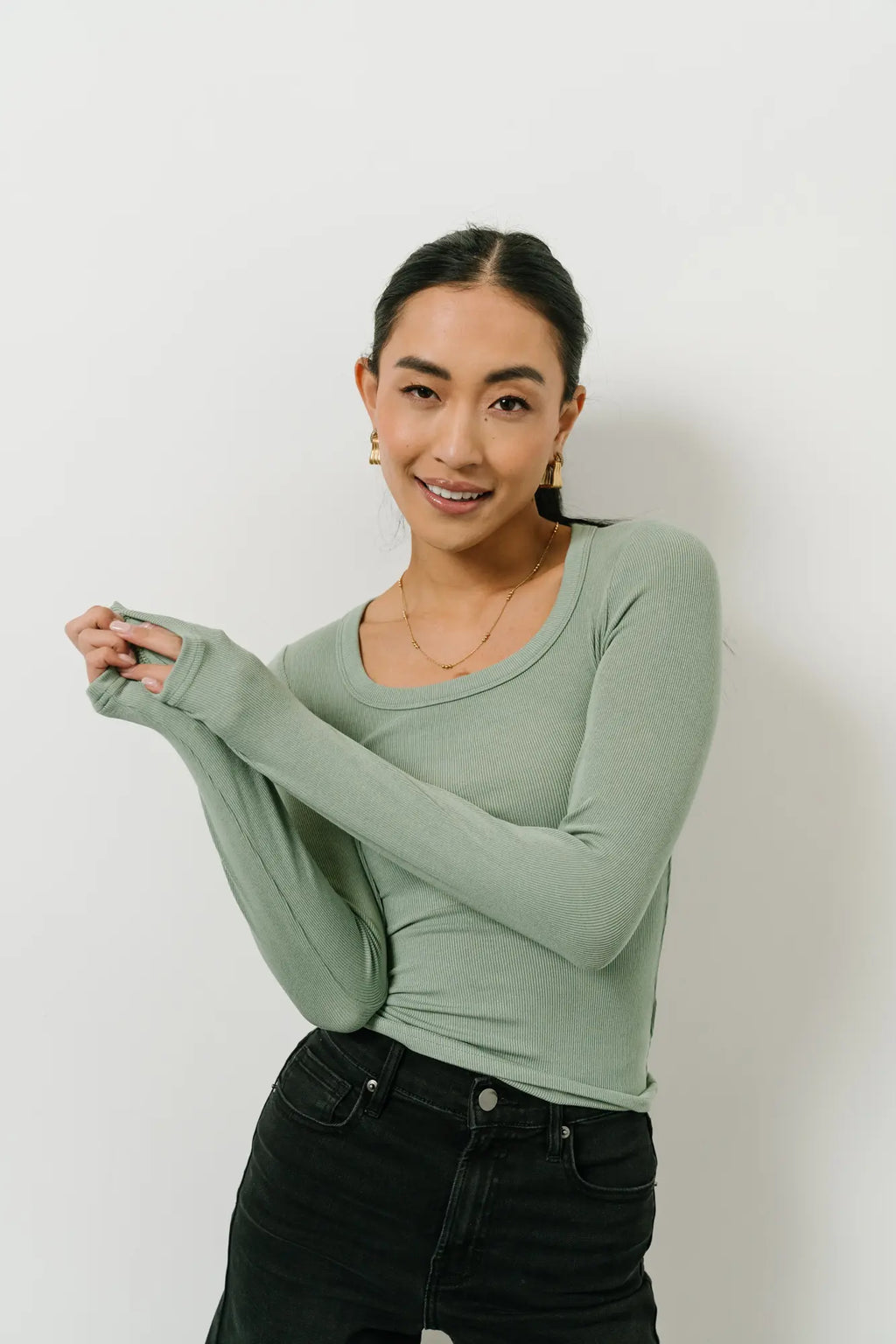 Long sleeves ribbed top 