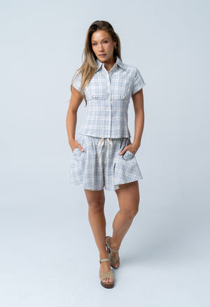 Katherine Plaid Shorts in Blue