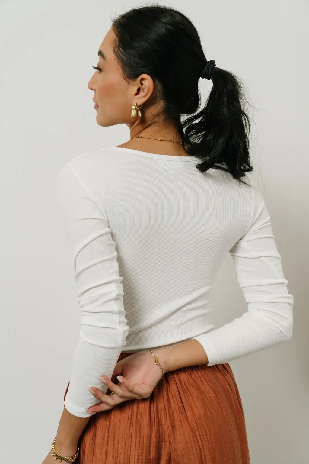 Ribbed bodysuit in white 