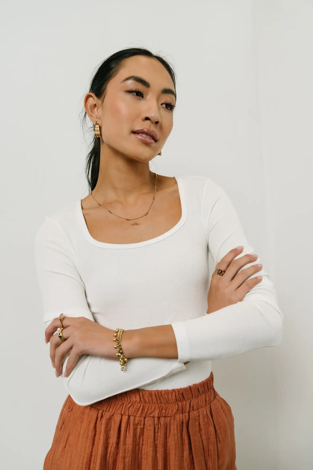 Knit bodysuit in white 