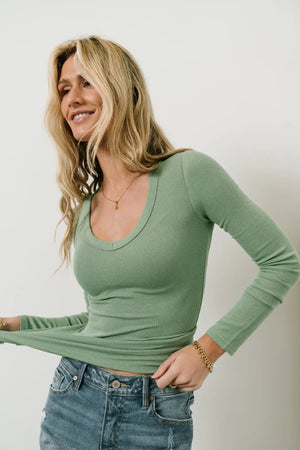 Harmony Ribbed Top in Jade - FINAL SALE