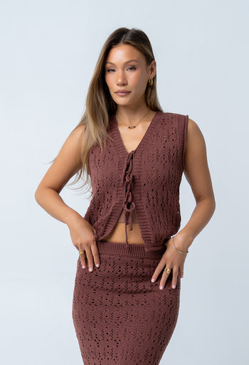 Joana Knit Vest in Marsala