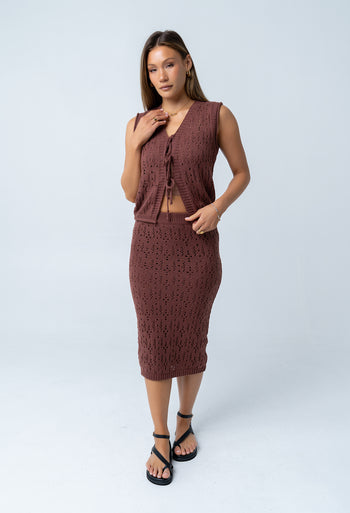 Joana Knit Skirt in Marsala