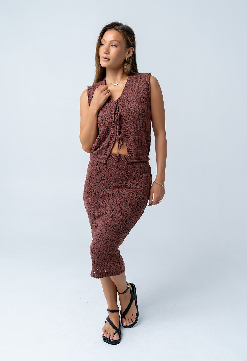 Joana Knit Vest in Marsala