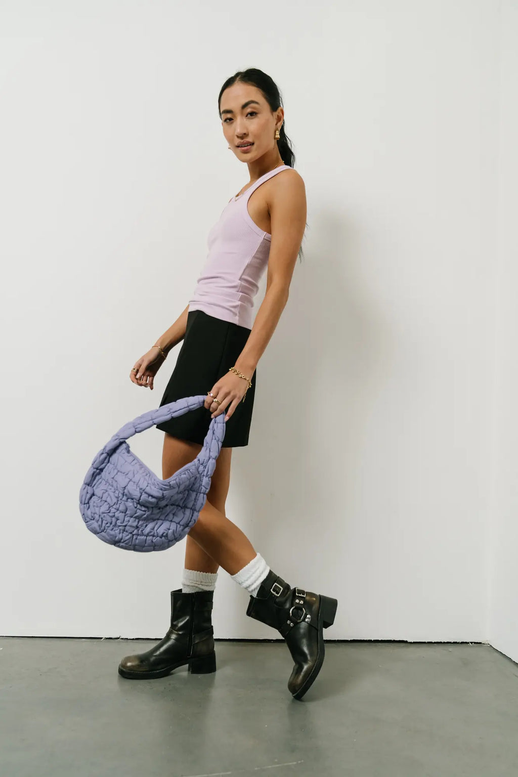 Quilted small bag in lavender 