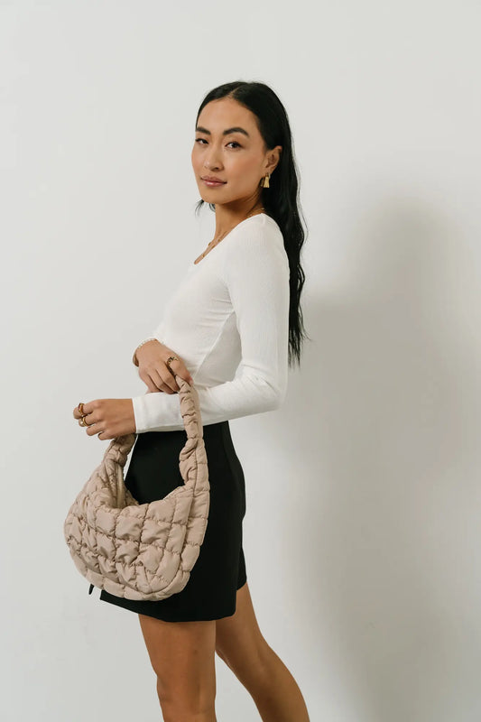 Small quilted bag in beige 