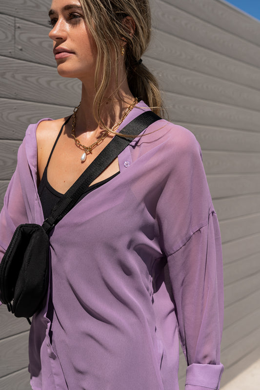 Collared neckline button up lavender 